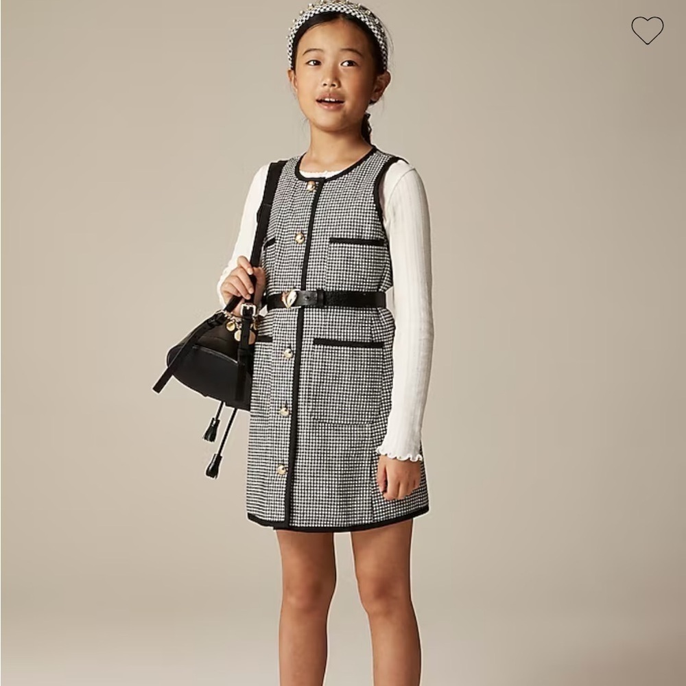 J crew Girls' patch-pocket dress in houndstooth